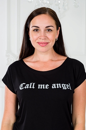 Футболка женская из вискозы Лирика / Чёрный Call me angel